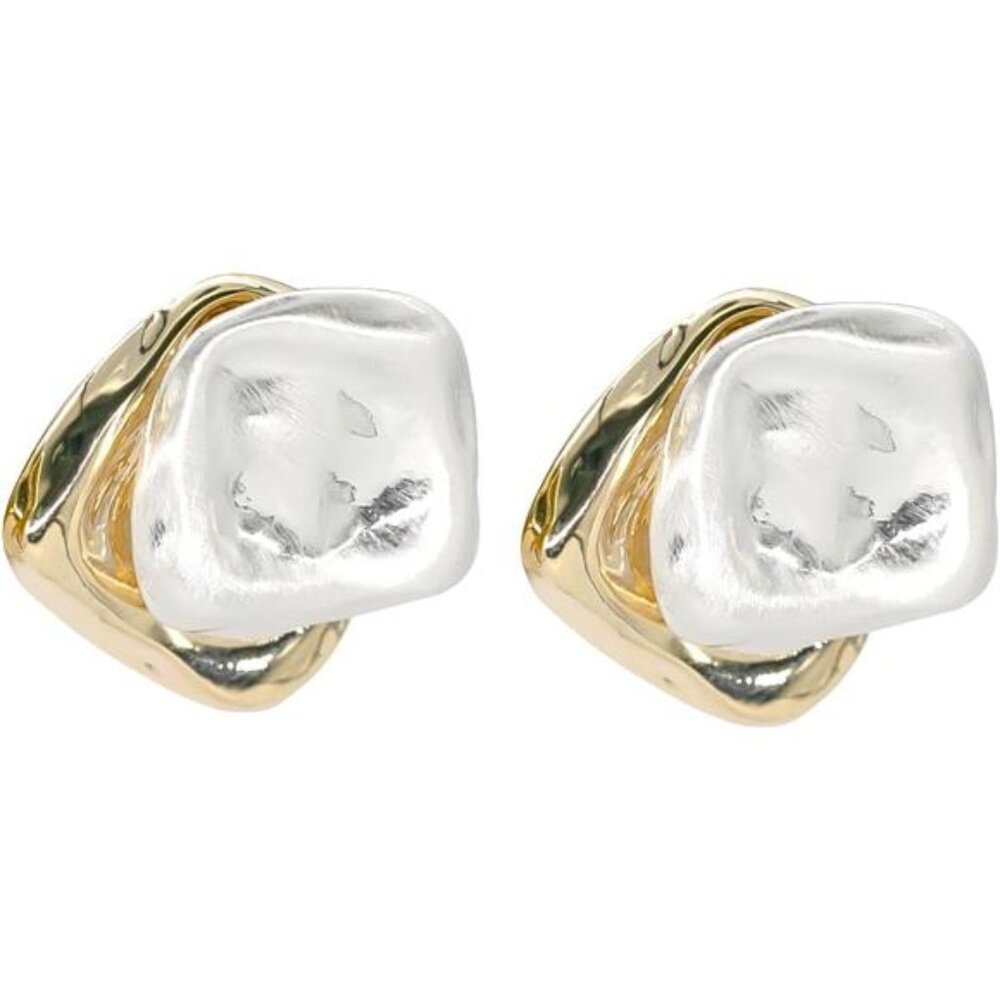 2-in-1 Two-Tone Earrings | Chunky Geometric Gold & Silver Statement Jewelry